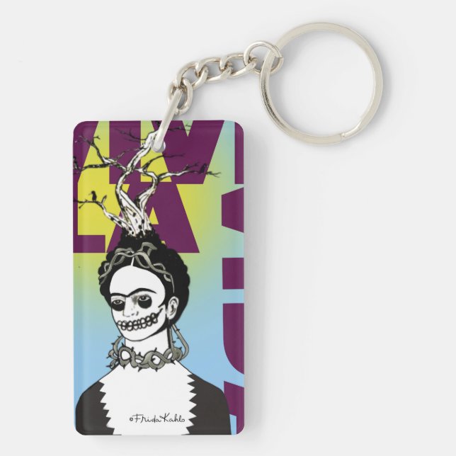 Frida Kahlo Pop Art Portrait Key Ring (Back)