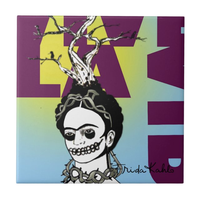 Frida Kahlo Pop Art Portrait Tile (Front)