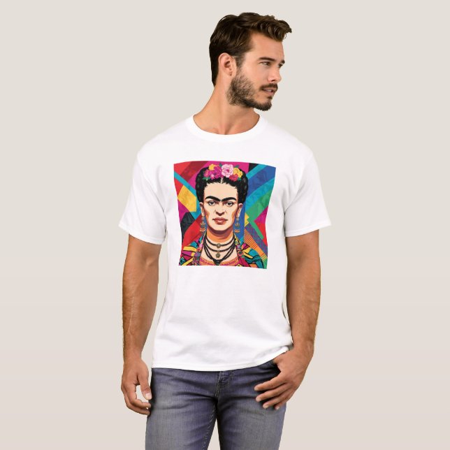 Frida Kahlo Pop Art Portrait – Vibrant Colours  T-Shirt (Front Full)