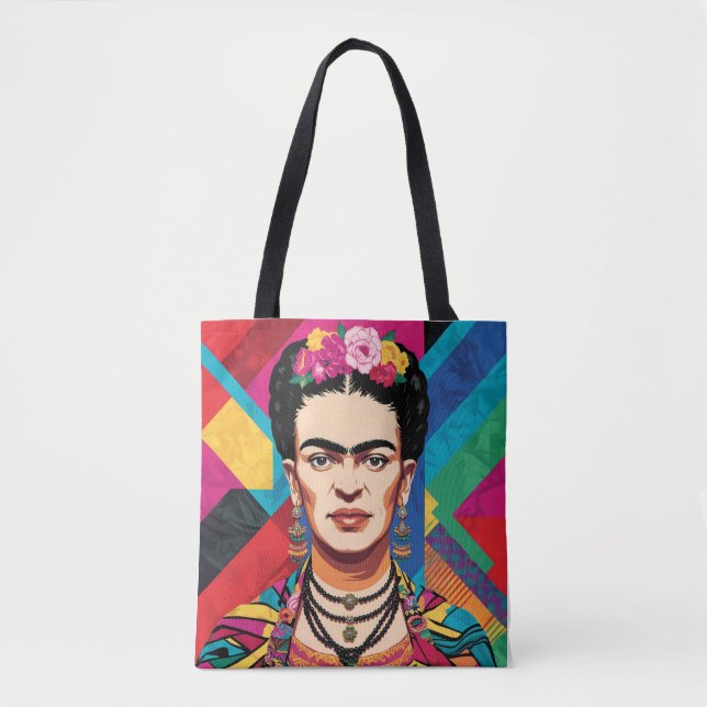 Frida Kahlo Pop Art Portrait – Vibrant Colours  Tote Bag (Front)