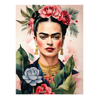 Frida Kahlo Portrait with Flowers Photo Print