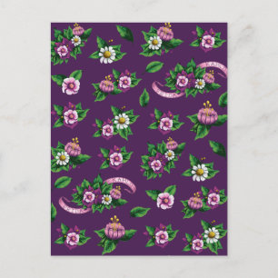 Frida Kahlo Purlpe Floral Bouquet Pattern Postcard