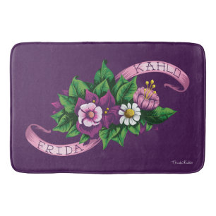 Frida Kahlo   Purple Floral Bouquet Bath Mat