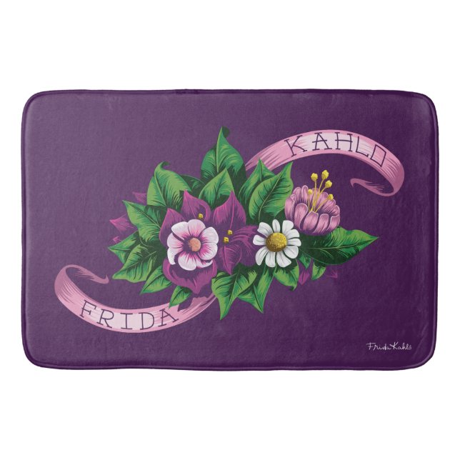 Frida Kahlo | Purple Floral Bouquet Bath Mat (Front)