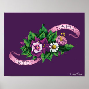 Frida Kahlo Purple Floral Bouquet Poster