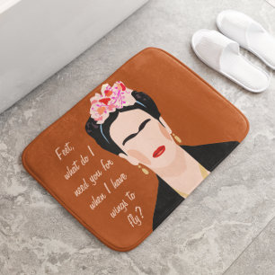 Frida Kahlo Quote Portrait l Modern Contemporary Bath Mat