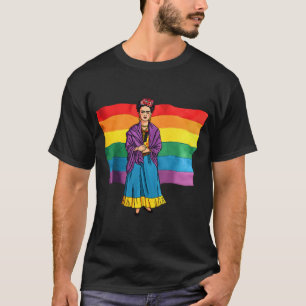 Frida Kahlo Rainbow Hearts Portrait T-Shirt