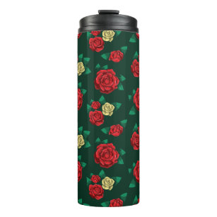 Frida Kahlo   Red and Gold Rose Pattern Thermal Tumbler