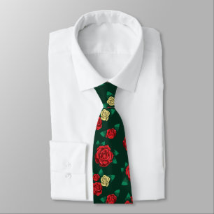 Frida Kahlo   Red and Gold Rose Pattern Tie