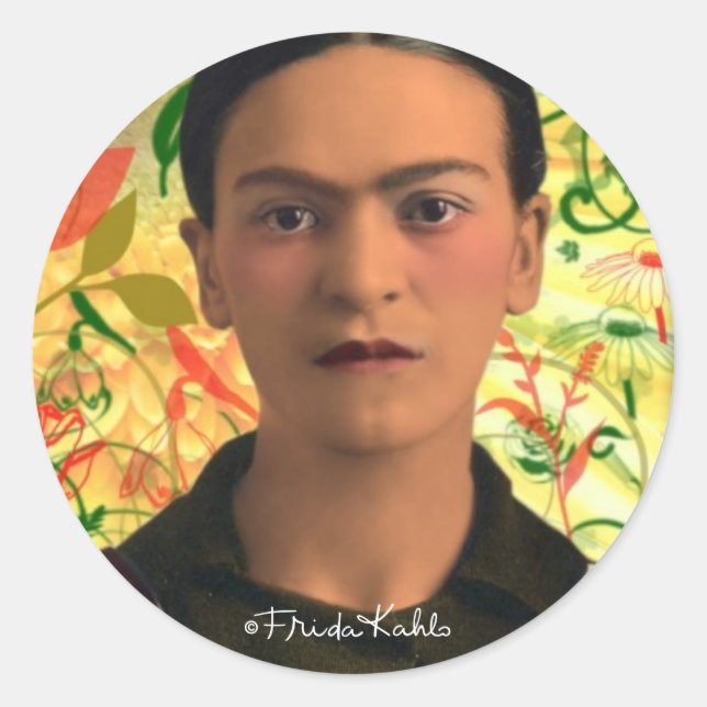 Frida Kahlo Reflejando Classic Round Sticker (Front)