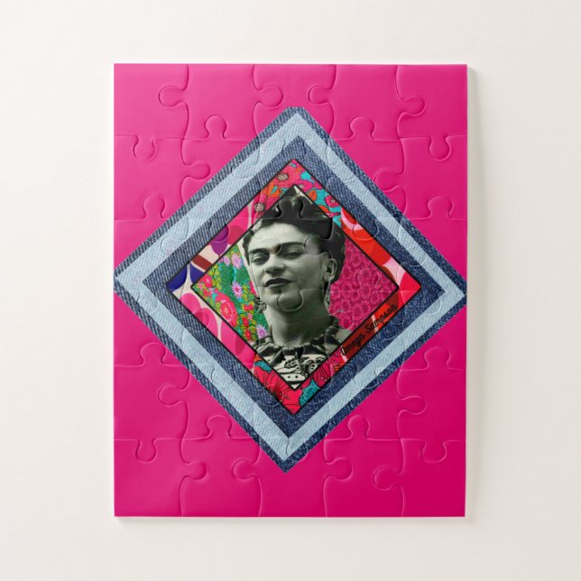 Frida Kahlo Retro Denim Diamond Jigsaw Puzzle (Vertical)