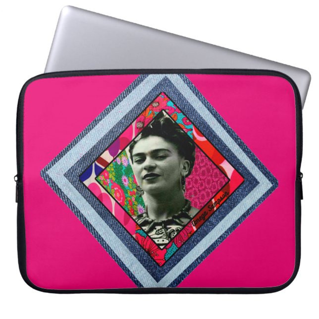 Frida Kahlo Retro Denim Diamond Laptop Sleeve (Front)