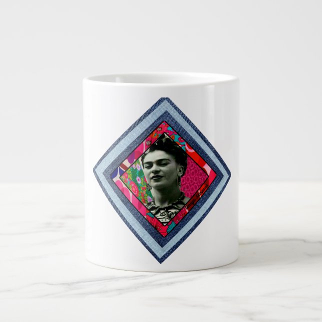 Frida Kahlo Retro Denim Diamond Large Coffee Mug (Front)