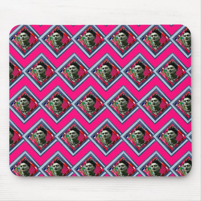 Frida Kahlo Retro Denim Diamond Mouse Pad (Front)