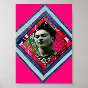 Frida Kahlo Retro Denim Diamond Poster