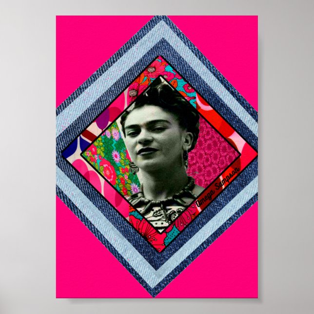 Frida Kahlo Retro Denim Diamond Poster (Front)
