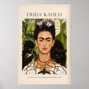 Frida Kahlo Self Portrait with Thorn Necklace and Poster