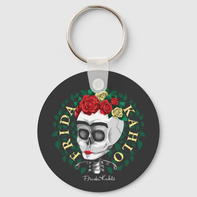 Frida Kahlo | Skull with Rose Crown Key Ring (Front)