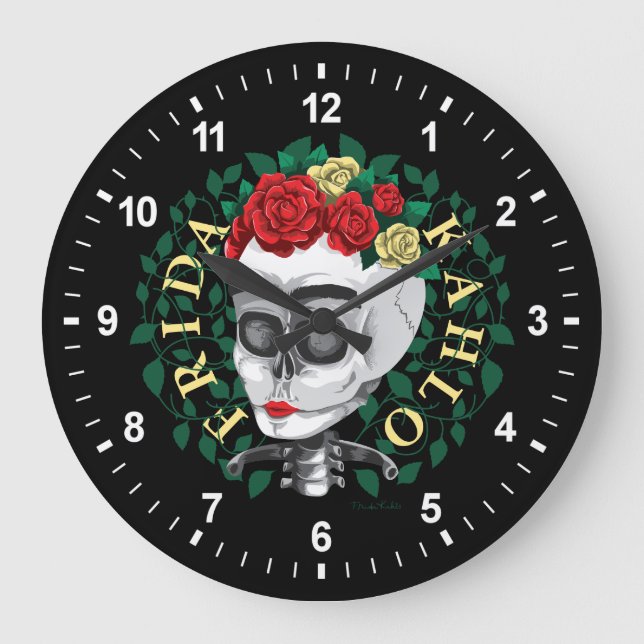 Frida Kahlo | Skull with Rose Crown Large Clock (Front)