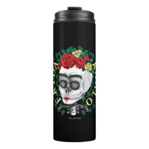 Frida Kahlo   Skull with Rose Crown Thermal Tumbler