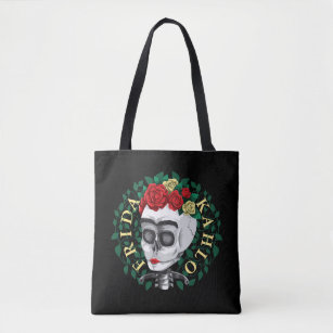 Frida Kahlo   Skull with Rose Crown Tote Bag