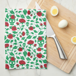 Frida Kahlo   Skulls & Roses Tea Towel