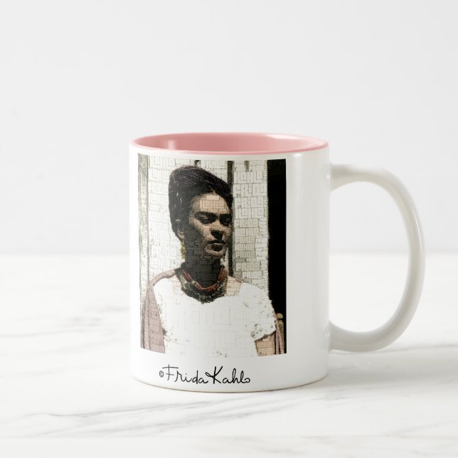 Frida Kahlo Textile Portrait Two-Tone Coffee Mug (Right)