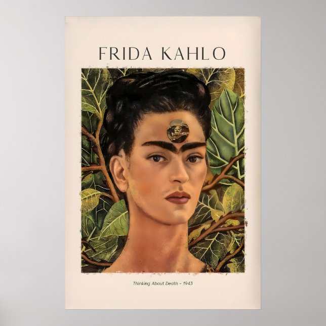 Frida Kahlo Thinking About Death Self Portrait Poster (Front)