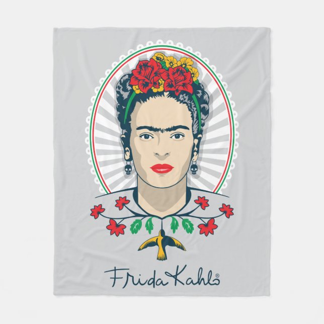 Frida Kahlo | Vintage Floral Fleece Blanket (Front)