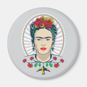 Frida Kahlo   Vintage Floral Magnet