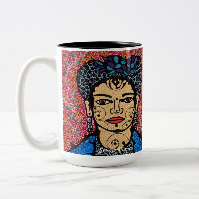 Frida Khalo Two-Tone Coffee Mug (Left)