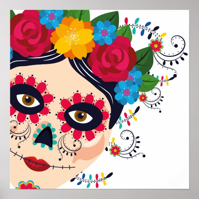 Frida Roses Day of the Dead Print  (Front)