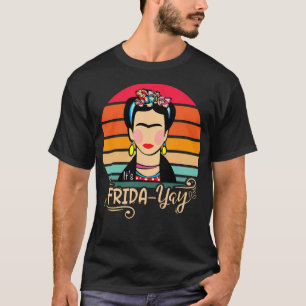 Frida-Yay Frida Floral Vintage Design T-Shirt