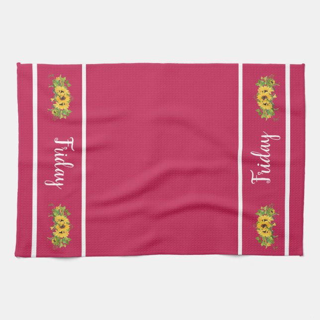 Friday Day of the Week Sunflower Kitchen Towel (Horizontal)