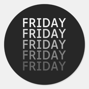 Friday Days Of The Week Retro Vintage Adult Mens W Classic Round Sticker