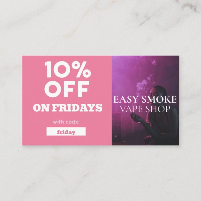 Friday Discount Code Special Vape Shop Business Card (Front)