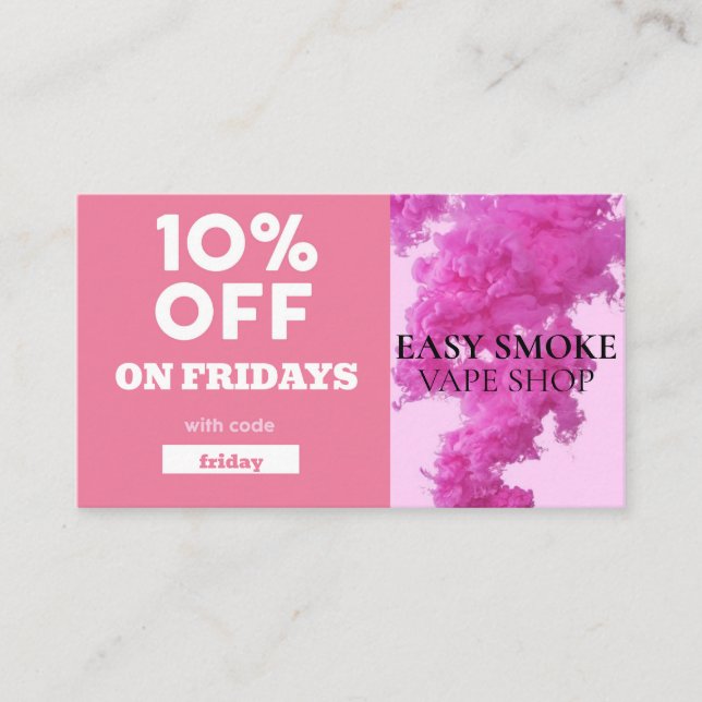 Friday Discount Code Special Vape Shop Business Card (Front)