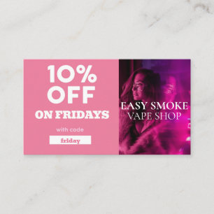 Friday Discount Code Special Vape Shop Business Card