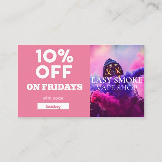 Friday Discount Code Special Vape Shop Business Card (Front)