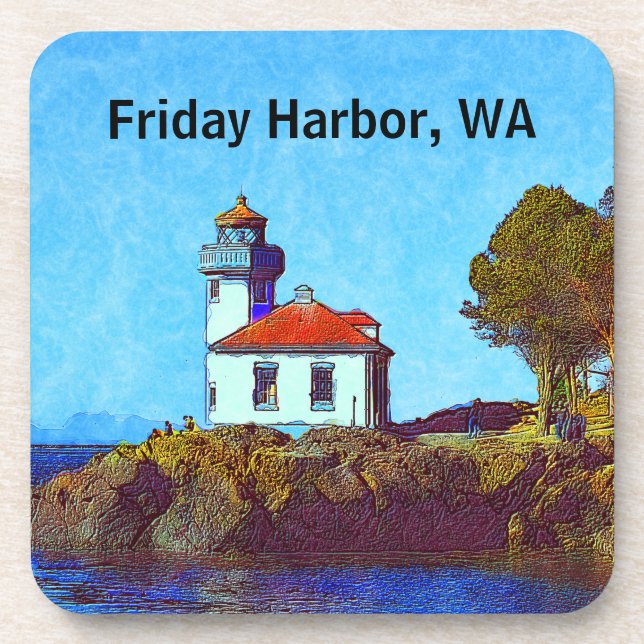 Friday Harbor Lime Kiln Lighthouse Coaster (Front)