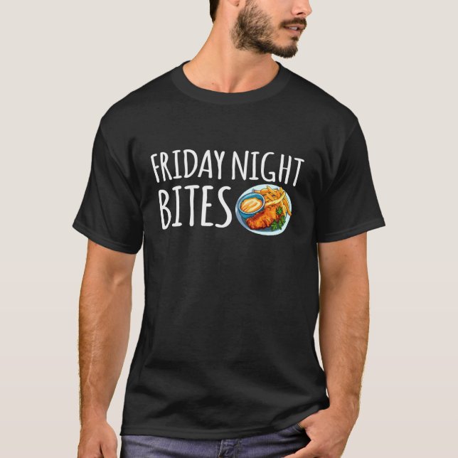 Friday Night Bites Fried Fish Fry T-Shirt (Front)