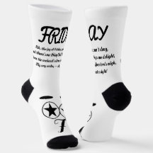 Friday Poem Socks - Trendy, Funny, White&Black