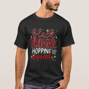 Friday Shopg Squad Santa Plaid Family Black T-Shirt