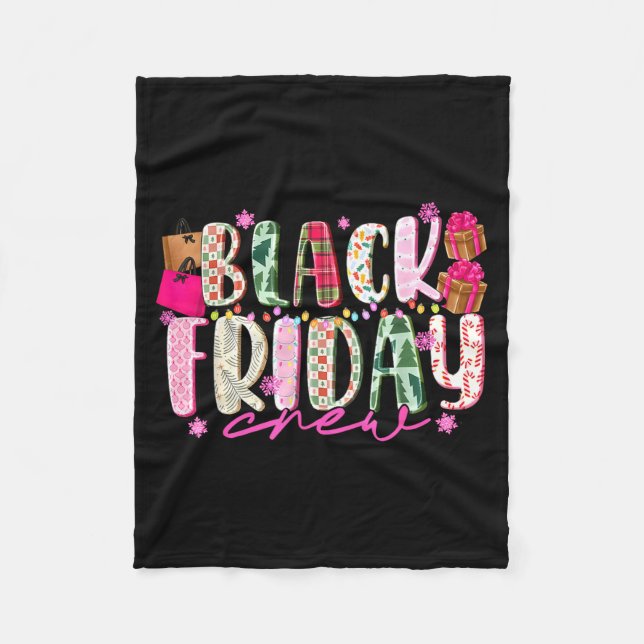Friday Shopng Crew Christmas Lights Black Shopng F Fleece Blanket (Front)