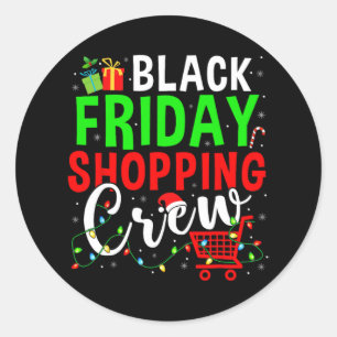 Friday Shopping Crew Christmas Lights Black Shoppi Classic Round Sticker