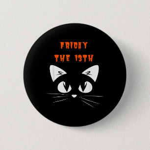 Friday The 13th 2024 Adorable Black Cat Halloween 6 Cm Round Badge