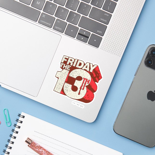 Friday the 13th | Bleeding Stacked 3D Logo (Laptop w/ iPhone)