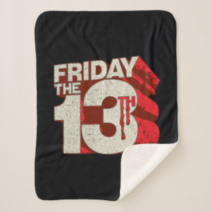 Friday the 13th   Bleeding Stacked 3D Logo Sherpa Blanket