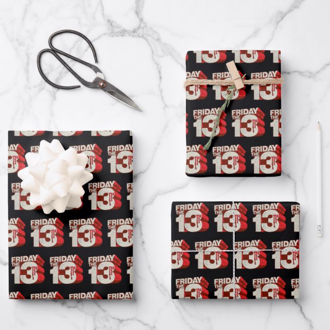 Friday the 13th | Bleeding Stacked 3D Logo Wrapping Paper Sheet (Front)