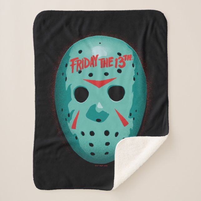 Friday the 13th | Blue Hockey Mask Graphic Sherpa Blanket (Front)